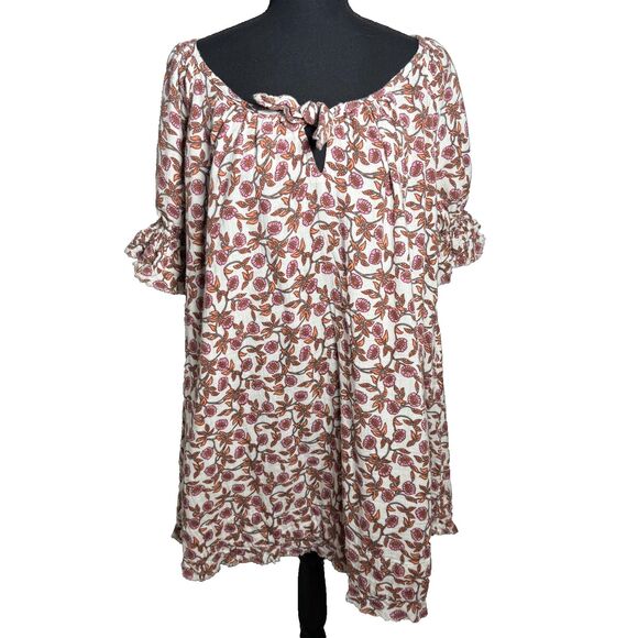 Natural Life Dresses & Skirts - Natural Life Sienna Floral Cotton Puff Sleeve Dress Size Medium